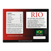 پشت جعبه قرص لاغری ریو Rio ۳۲ عددی اصل برزیل با جدول ترکیبات و کد اصالت