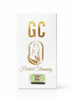 جعبه سفید قرص لاغری جی سی اصل آلمان GC Herbal Slimming با هولوگرام طلایی QM و نشان فرمولاسیون G3