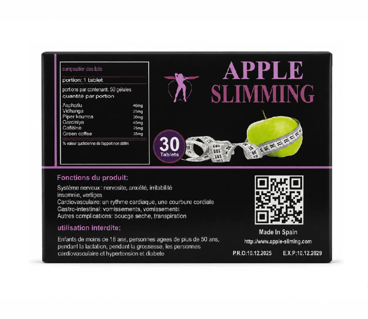 جدول ترکیبات و برچسب اصالت قرص Apple Slimming اصل